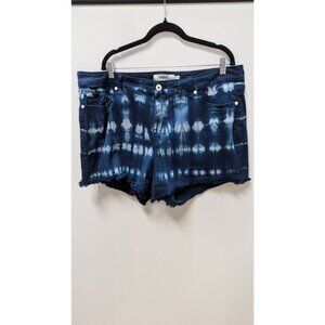 Torrid Dark Wash Tie-Dye Denim Shorts